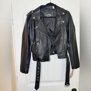 NWT Levi's Faux Leather Black Motorcycle Jacket Asymmetrical Design